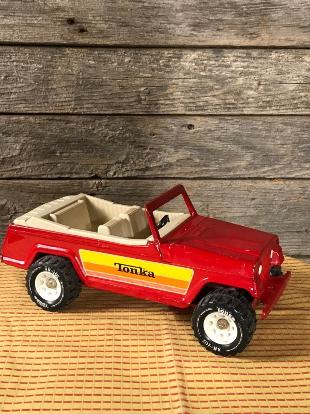 Vintage Tonka Red Metal Frame Toy Jeep, Tonka Jeepster